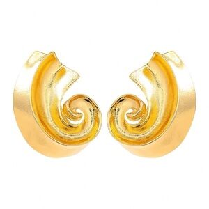 Gold Plated Shell Spiral Statement Earrings